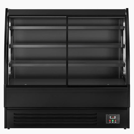 GGM Gastro Commercial multideck display fridge - 1500mm - 480L - with 2 double‑glazed sliding doors & 3 shelves - Black