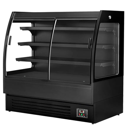 GGM Gastro Commercial multideck display fridge - 1500mm - 480L - with 2 double‑glazed sliding doors & 3 shelves - Black