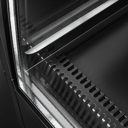 GGM Gastro Commercial multideck display fridge - 1500mm - 480L - with 2 double‑glazed sliding doors & 3 shelves - Black