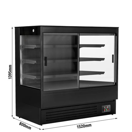 GGM Gastro Commercial multideck display fridge - 1500mm - 493L - with 2 sliding glass doors & 3 shelves - Black