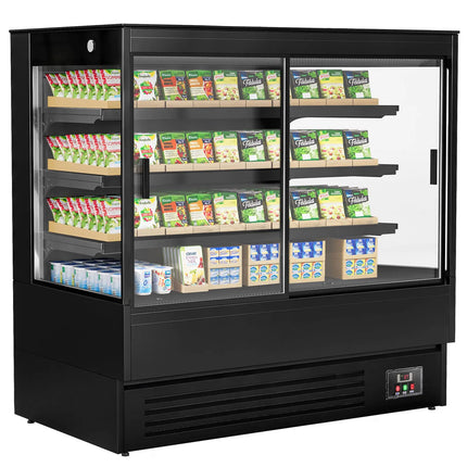 GGM Gastro Commercial multideck display fridge - 1520mm - 493L - with 2 double‑glazed sliding doors & 3 shelves - Black