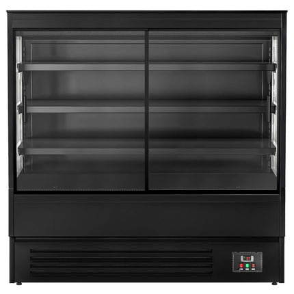 GGM Gastro Commercial multideck display fridge - 1520mm - 493L - with 2 double‑glazed sliding doors & 3 shelves - Black