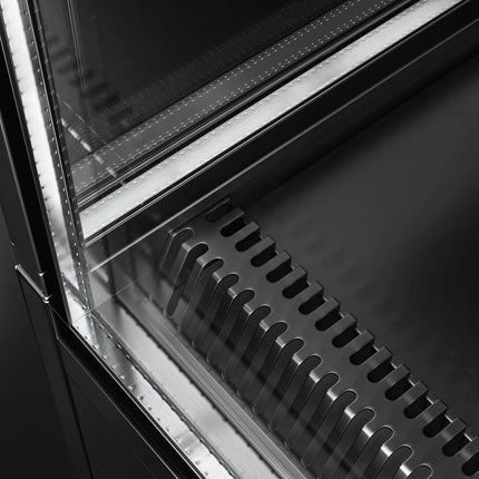 GGM Gastro Commercial multideck display fridge - 1520mm - 493L - with 2 double‑glazed sliding doors & 3 shelves - Black