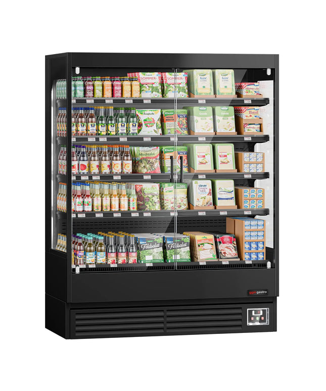 GGM Gastro Commercial multideck display fridge - 1524mm - 693L - with 2 hinged glass doors & 4 shelves - Black