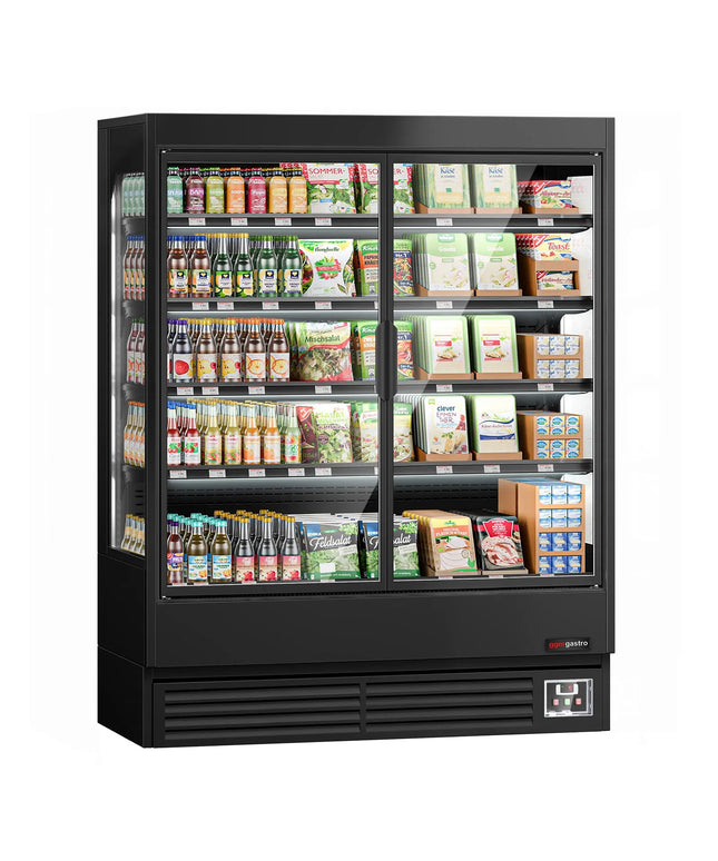 GGM Gastro Commercial multideck display fridge - 1524mm - 693L - with 2 hinged glass doors & 4 shelves - Black