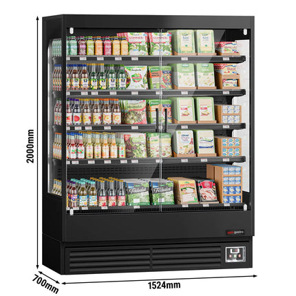 GGM Gastro Commercial multideck display fridge - 1524mm - 693L - with 2 hinged glass doors & 4 shelves - Black