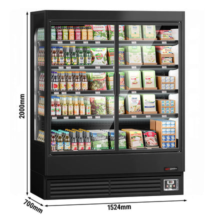 GGM Gastro Commercial multideck display fridge - 1524mm - 693L - with 2 hinged glass doors & 4 shelves - Black
