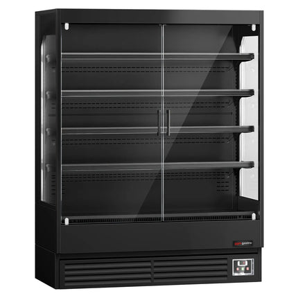 GGM Gastro Commercial multideck display fridge - 1524mm - 693L - with 2 hinged glass doors & 4 shelves - Black