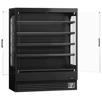 GGM Gastro Commercial multideck display fridge - 1524mm - 693L - with 2 hinged glass doors & 4 shelves - Black