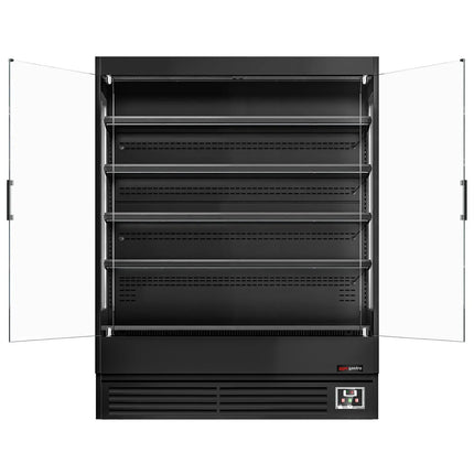 GGM Gastro Commercial multideck display fridge - 1524mm - 693L - with 2 hinged glass doors & 4 shelves - Black