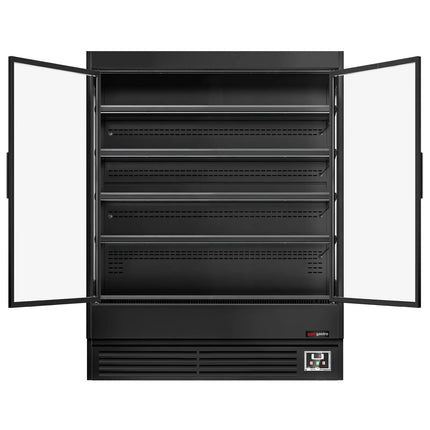 GGM Gastro Commercial multideck display fridge - 1524mm - 693L - with 2 hinged glass doors & 4 shelves - Black