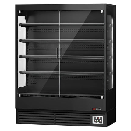 GGM Gastro Commercial multideck display fridge - 1524mm - 693L - with 2 hinged glass doors & 4 shelves - Black