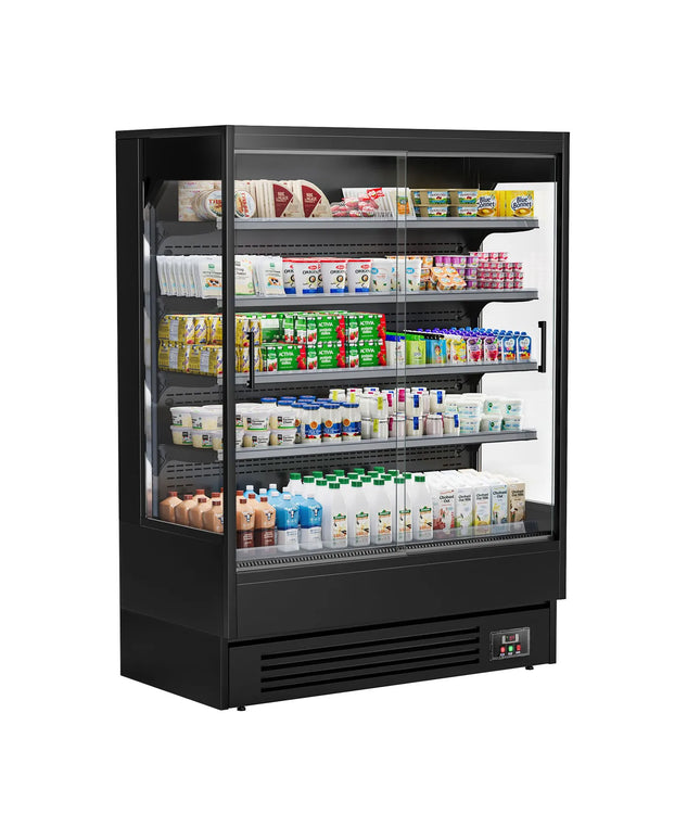 GGM Gastro Commercial multideck display fridge - 1524mm - 693L - with 2 sliding glass doors & 4 shelves - Black