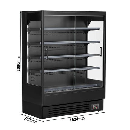 GGM Gastro Commercial multideck display fridge - 1524mm - 693L - with 2 sliding glass doors & 4 shelves - Black