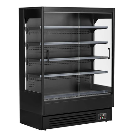 GGM Gastro Commercial multideck display fridge - 1524mm - 693L - with 2 sliding glass doors & 4 shelves - Black