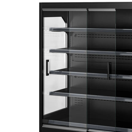 GGM Gastro Commercial multideck display fridge - 1524mm - 693L - with 2 sliding glass doors & 4 shelves - Black