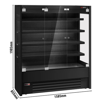 GGM Gastro Commercial multideck display fridge - 1585mm - with 3 hinged glass doors & 4 shelves - Black