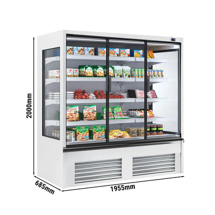 GGM Gastro Commercial multideck display fridge - 1875mm - 683L - with 3 double‑glazed hinged glass doors & 4 shelves - White