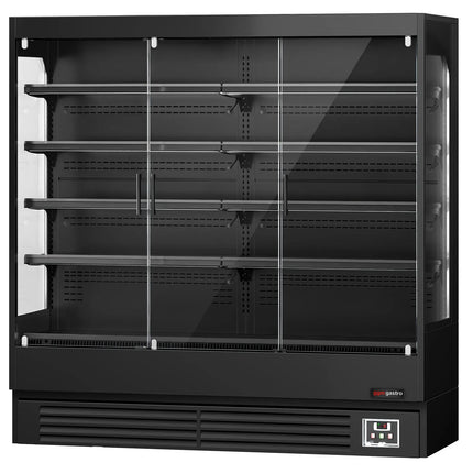 GGM Gastro Commercial multideck display fridge - 1940mm - 893L - with 3 hinged glass doors & 4 shelves - Black
