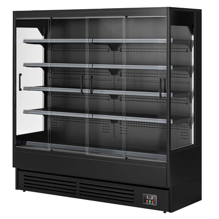 GGM Gastro Commercial multideck display fridge - 1940mm - 893L - with 4 sliding glass doors & 4 shelves - Black