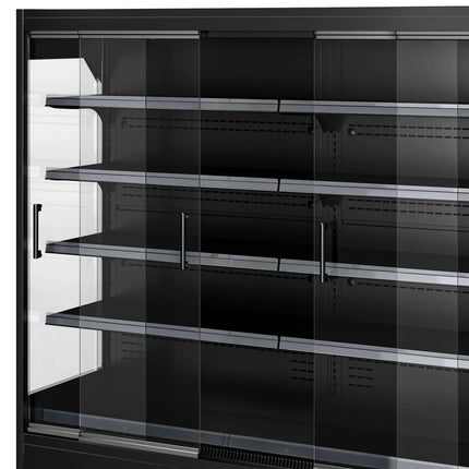 GGM Gastro Commercial multideck display fridge - 1940mm - 893L - with 4 sliding glass doors & 4 shelves - Black
