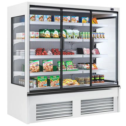 GGM Gastro Commercial multideck display fridge - 1955mm - 1056L - with 1 double‑glazed hinged glass door & 2 shelves - White