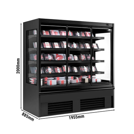 GGM Gastro Commercial multideck display fridge - 1955mm - 1204L - with 3 hinged glass doors & 4 shelves - Black