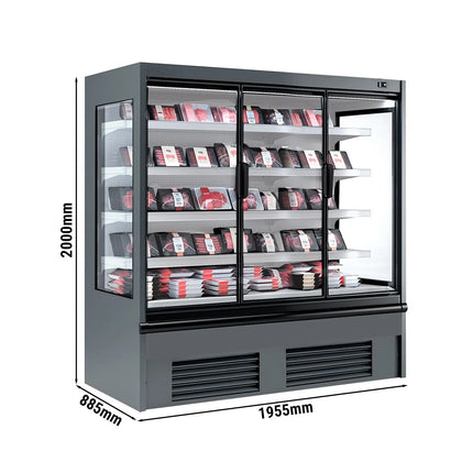 GGM Gastro Commercial multideck display fridge - 1955mm - 1204L - with 3 hinged glass doors & 4 shelves - Anthracite