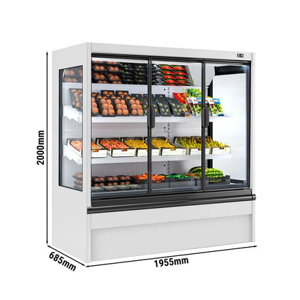 GGM Gastro Commercial multideck display fridge - 1955mm - 555L - with 1 double‑glazed hinged glass door & 2 shelves - White