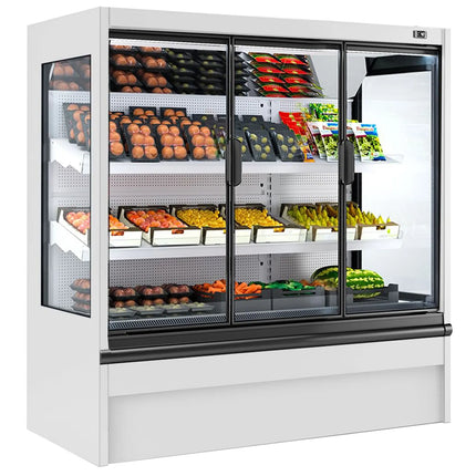GGM Gastro Commercial multideck display fridge - 1955mm - 555L - with 1 double‑glazed hinged glass door & 2 shelves - White