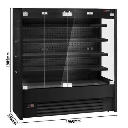 GGM Gastro Commercial multideck display fridge - 1960mm - with 4 hinged glass doors & 4 shelves - Black