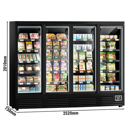 GGM Gastro Commercial multideck display fridge - 2520mm - 1900L - with 4 hinged glass doors & 5 shelves - Black