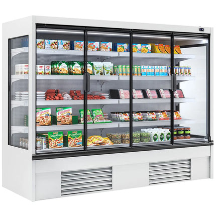 GGM Gastro Commercial multideck display fridge - 2580mm - 910L - with 4 hinged glass doors & 4 shelves - White