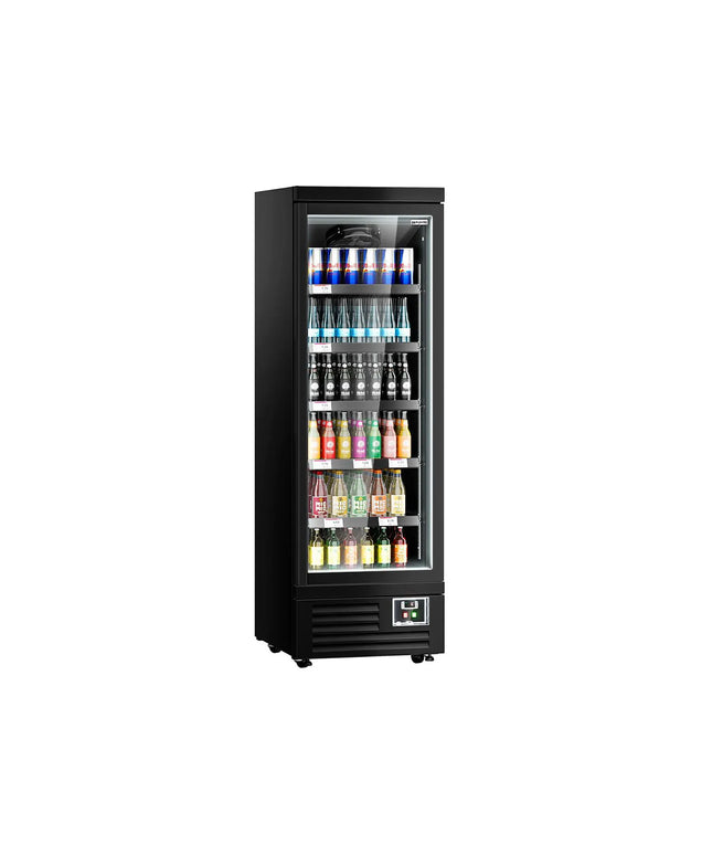 GGM Gastro Commercial multideck display fridge - 630mm - 443L - with 1 hinged glass door & 5 shelves - Black