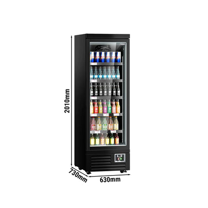 GGM Gastro Commercial multideck display fridge - 630mm - 443L - with 1 hinged glass door & 5 shelves - Black