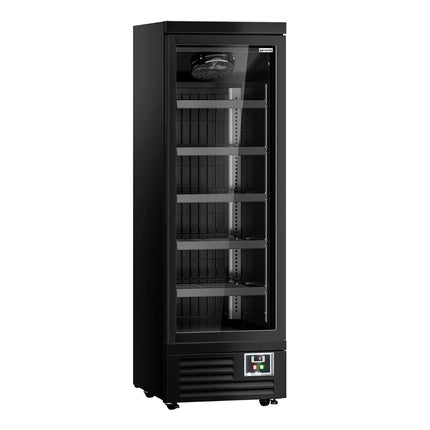 GGM Gastro Commercial multideck display fridge - 630mm - 443L - with 1 hinged glass door & 5 shelves - Black