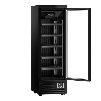 GGM Gastro Commercial multideck display fridge - 630mm - 443L - with 1 hinged glass door & 5 shelves - Black