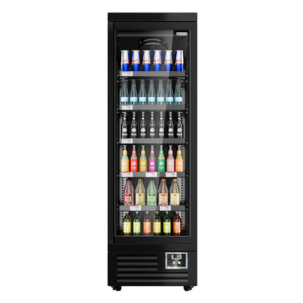 GGM Gastro Commercial multideck display fridge - 630mm - 443L - with 1 hinged glass door & 5 shelves - Black