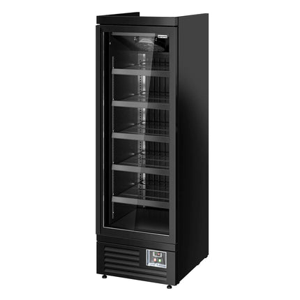 GGM Gastro Commercial multideck display fridge - 630mm - 443L - with 1 hinged glass door & 5 shelves - Black