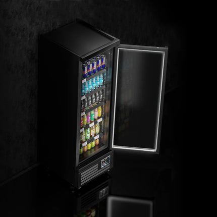 GGM Gastro Commercial multideck display fridge - 630mm - 443L - with 1 hinged glass door & 5 shelves - Black