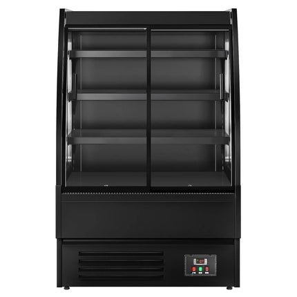 GGM Gastro Commercial multideck display fridge - 900mm - 216L - with 2 double‑glazed sliding doors & 3 shelves - Black