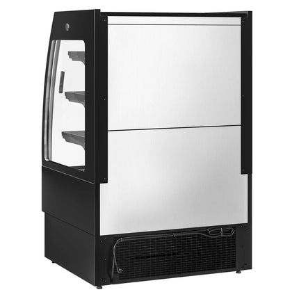 GGM Gastro Commercial multideck display fridge - 900mm - 216L - with 2 double‑glazed sliding doors & 3 shelves - Black