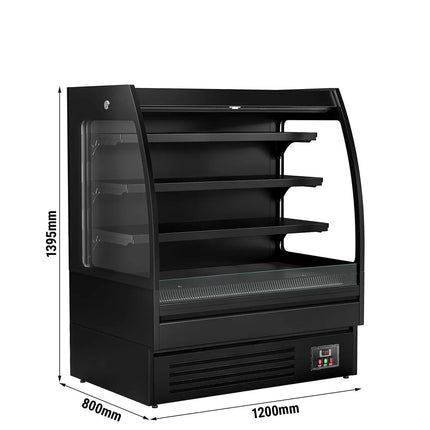 GGM Gastro Commercial multideck display fridge - Open front - 1200mm - 380L - with 3 shelves - Black