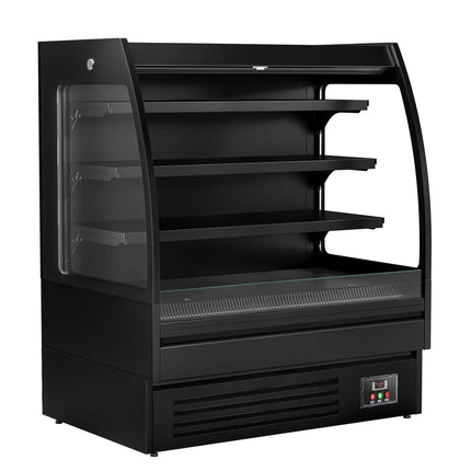GGM Gastro Commercial multideck display fridge - Open front - 1200mm - 380L - with 3 shelves - Black