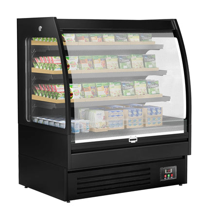 GGM Gastro Commercial multideck display fridge - Open front - 1200mm - 380L - with 3 shelves - Black
