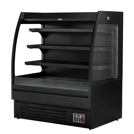 GGM Gastro Commercial multideck display fridge - Open front - 1200mm - 380L - with 3 shelves - Black