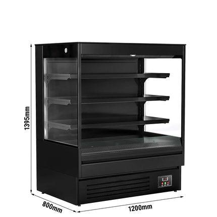 GGM Gastro Commercial multideck display fridge - Open front - 1200mm - 390L - with 3 shelves - Black