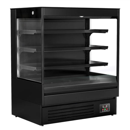 GGM Gastro Commercial multideck display fridge - Open front - 1200mm - 390L - with 3 shelves - Black