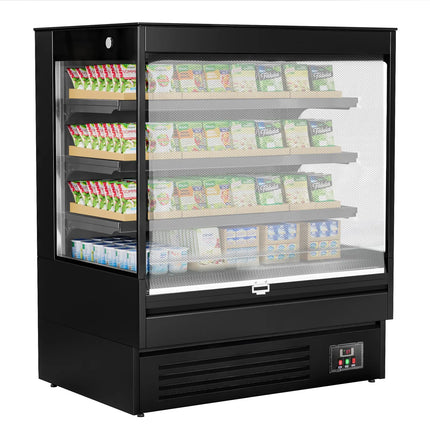 GGM Gastro Commercial multideck display fridge - Open front - 1200mm - 390L - with 3 shelves - Black
