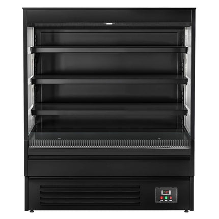 GGM Gastro Commercial multideck display fridge - Open front - 1200mm - 390L - with 3 shelves - Black